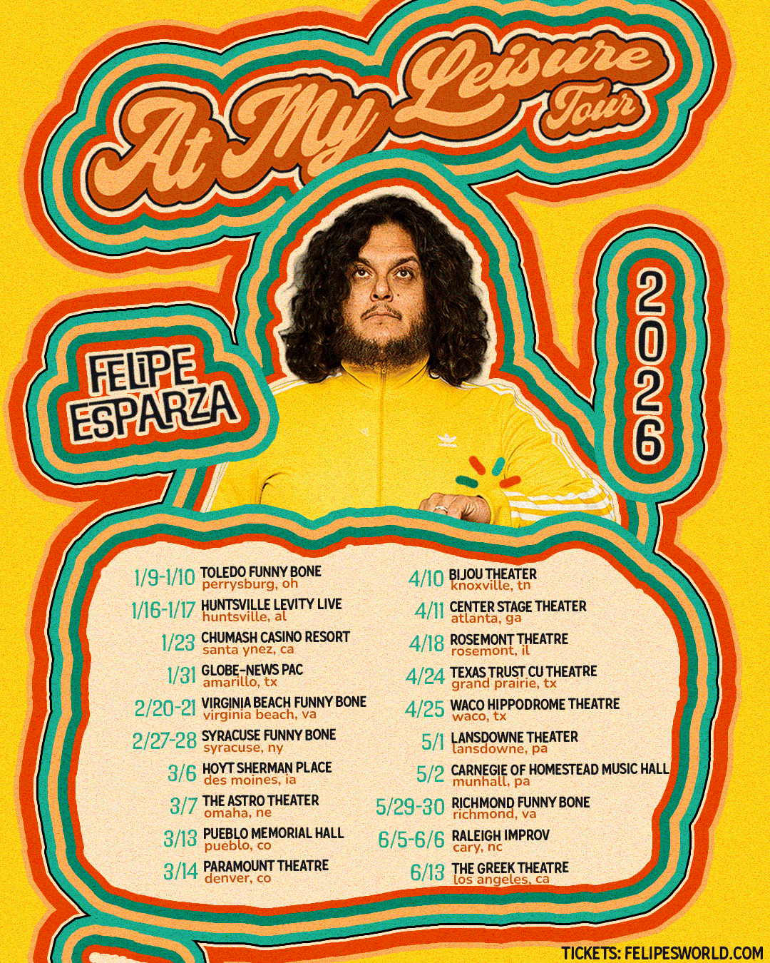 Felipe Esparza 2026 & 2027 live concert poster